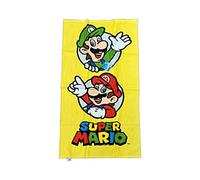 Telo Mare Super Mario Grande 70x140 centimetri 100% Cotone Modello Mario e Luigi Asciugamano Telo Piscina Giallo Ufficiale su Licenza