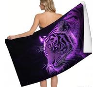 Telo Mare tigre animale Microfibra 180 x 90 cm Viola Leggero Antisabbia Asciugatura Rapida per Spiaggia Piscina Viaggi Uomo Donna