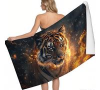 Telo Mare Tigre, animale sputafuoco Microfibra 140 x 70 cm Marrone Leggero e Portatile Asciugamano Viaggio Spiaggia Piscina Regalo Vacanze