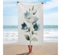 Telo mare verde botanico con fiori e campane in microfibra senza sabbia, grandi asciugamani da doccia multiuso assorbente per bagno piscina 130 x 80 cm