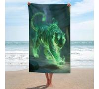 Telo mare verde neon tigre asciugamano da spiaggia in microfibra senza sabbia grandi asciugamani doccia multiuso assorbente per bagno piscina 130 x 80 cm