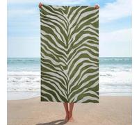 Telo mare verde oliva e bianco con motivo zebrato in microfibra senza sabbia, grandi asciugamani da doccia multiuso assorbente per bagno piscina 130 x 80 cm