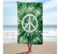 Telo mare verde tie-dye con il simbolo della pace asciugamano da spiaggia in microfibra senza sabbia grandi asciugamani da doccia multiuso assorbente per bagno piscina 130 x 80 cm