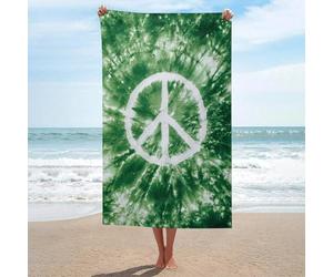 Telo mare verde tie-dye con il simbolo della pace asciugamano da spiaggia in microfibra senza sabbia grandi asciugamani da doccia multiuso assorbente per bagno piscina 130 x 80 cm