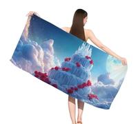 Telo Mare XXL 70 x 140 cm Bianco, Asciugamano Grande In Microfibra Ad Asciugatura Rapida, Telo Bagno Senza Sabbia, Ultra Assorbente Salvietta da Spiaggia per viaggi, Fitness, Nuoto Etc, Rosa,s-j761