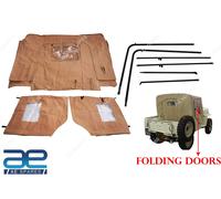 Telo Mezza Cabina Soft Top Colore Tan Con Telaio Per Willys Jeeps CJ2A CJ3A @US