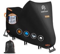 Telo Moto per Esterno Impermeabile,600D Tessuto Nano Oxford,Copertura Moto per Esterno,con Finestra Targa, 4 Strisce Riflettenti,3 Fibbie Antivento,Antipolvere,Anti-UV,Telo Coprimoto(XL 220x95x125cm)