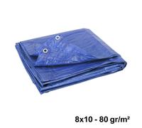 Telo occhiellato impermeabile mt 8x10 blu 80 gr/m² - esterno