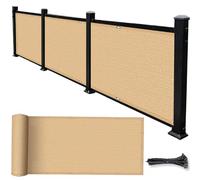 Telo Ombreggiante 1.7 x 6.5 m Resistente Ai Raggi Uv, Agenti Atmosferici, Asciugatura Rapida, Antistrappo, Parabrezza Oscurante per Balcone con Occhielli per Giardino, Giallo sabbia