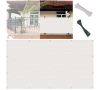 Telo Ombreggiante 100 x 110 cm Traspirante, Protezione Solare, Frangivento Recinzione Copertura per Privacy Balcone con Occhielli, Fascette, Funi per Balcone da Esterno, Bianco