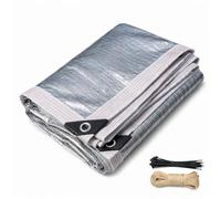 Telo Ombreggiante Alluminio per Auto e Cuccia, Rete Parasole 90% Riflettente con Occhielli, Vela Ombreggiante Impermeabile per Pergola Terrazza Serra Pollaio Giardino(8x8m)