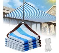 Telo ombreggiante da giardino, 60% a strisce bianche e blu, rete a rete, per cortile, disponibile in 15,7 a 150 m, occhielli inclusi (7,6 x 10,7 m)