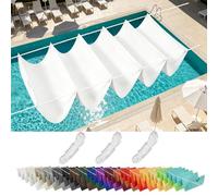 Telo Ombreggiante Esterno 0.85 x 11 m Resistente Agli Strappi, Impermeabile, Protezione Solare, Anti-Uv 98%, Tenda da Sole Retrattile per Giardino Terrazza con Occhielli, Bianco