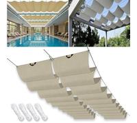 Telo Ombreggiante Esterno 420 x 1000 cm Resistente Agli Strappi, Impermeabile, Protezione Solare, Anti-Uv 98%, Tenda Parasole Retrattile per Giardino Terrazza con Occhielli, Cachi