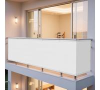 Telo Ombreggiante Impermeabile 102 x 392 cm Protezione Raggi UV 98% Vela Ombreggiante Antivento con Occhielli Tenda a Vela Adatto per Giardino Terrazzo e Campeggio, Bianco