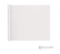 Telo ombreggiante impermeabile resistente ai raggi UV, 0,9 x 5,5 m, con lacci, ideale per balcone, giardino, piscina, copertura a baldacchino bianco durevole per privacy e protezione all'aperto