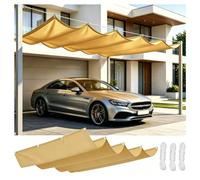 Telo Ombreggiante Ondulato 400x500cm per Posto Auto e Terrazza Giallo | Aiuta a mantenere l'auto più fresca, resistente all'acqua e semplice da installare.