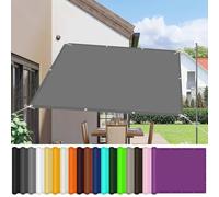 Telo Ombreggiante Rettangolare 140 x 360 cm Impermeabile, Rettangolare, Anti Uv, Pes Telo Ombreggiante con Occhielli con Occhielli, Fune per Esterno Giardino Terrazzo, Grigio Chiaro