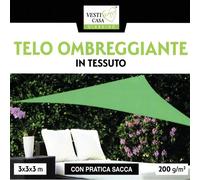Telo ombreggiante tessuto poliestere forma triangolare 3x3x3 metri verde scuro