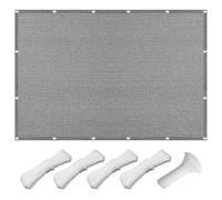 Telo Ombreggiante Traspirante 465 x 519 cm Protezione UV 98% Tenda Ombreggiante Traspirante Antivento con Fune e Occhiellato per Giardino e Terrazza, Piscina, Grigio Chiaro