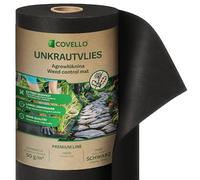 Telo Pacciamatura 60m x 1m Anti Erbaccei Telo Geotessile per Orto 50g/m² | Premium Line, Telo Antistrappo, Resistente alle Intemperie, Permeabile all'Acqu Stabilizzazione ai Raggi UV 60m² Nero