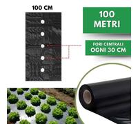 Telo PACCIAMATURA Polietilene Nero Varie Misure Forato ogni 30 cm Larg. 100 cm