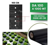 Telo PACCIAMATURA Polietilene Nero Varie Misure Forato ogni 40 cm Larg. 100 cm