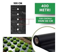 Telo PACCIAMATURA Polietilene Nero Varie Misure Forato ogni 80 cm Larg. 100 cm