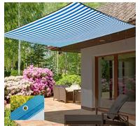 Telo parasole 3 x 5 m, protezione UV al 95%, per serra, posto auto coperto, giardino, strisce bianche e blu, bordo nastrato con occhielli, resistente, design a 12 pin