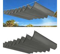 Telo Parasole 90x400cm Protezione Solare, Schermo Uv, con Funi di Tensione Copertura per Ombra Regolabile Retrattile, con Fune Ret per Giardino Balcone Terrazza, Light Grey