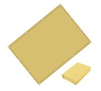 Telo parasole per esterni, protezione UV, 180 x 450 cm, rettangolare, con occhielli e cordini, per giardino, piscina, patio, campeggio, colore: giallo sabbia traspirante e