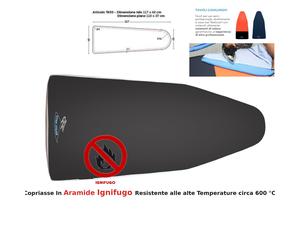 Telo per assi ,Copriasse ignifugo in Aramide per assi da stiro per TERMOASPIRATO COMEL 117x42 cm per assi da Stiro con piano113x37 cm, tessuto colore nero nero