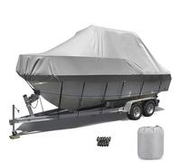 Telo per Barca,Telo Copribarca Impermeabile Telo Copri Barca Tessuto Oxford 420D Heavy Duty Rimorchiabile Copri Barca Copertura Barca Compatibile con V-Hull Tri-Hull(Gray,25-27FT)