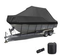 Telo per Barche Copertura Consolle Centrale Barca Copri Barca Telo Copertura Barca 210D Rimorchiabile, Impermeabile Compatibile con V-Hull, Tri-Hull, Runabout(Color:Black,Size:16to18FT: 636x332cm)