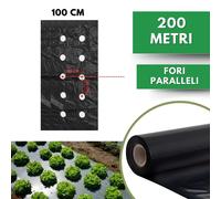 Telo per PACCIAMATURA Polietilene Nero con Fori Paralleli 40x40 cm Larg. 100
