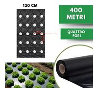 Telo per PACCIAMATURA Polietilene Nero Larg. 120 4 Fori 28x26 cm Antierbacce