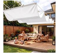 Telo per Pergola Retrattile 1x4.5m Tenda Onde Impermeabile Patio bianco | FRESCHEZZA : Blocca calore e pioggia sotto la pergola.Fissaggio flessibile con corde in poliestere,senza pali rigidi.