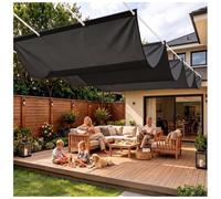 Telo per Pergola Retrattile 2.2x4.5m Tenda Onde Impermeabile Patio nero | FRESCHEZZA : Blocca calore e pioggia sotto la pergola.Fissaggio flessibile con corde in poliestere,senza pali rigidi.