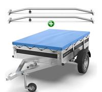 Telo per Rimorchio Auto 209 X 134 X 7,5 Cm + 2X Staffa per Telone (Regolabile 10