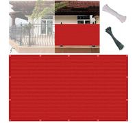 Telo per Ringhiera Balcone Esterno 95 x 230 cm HDPE Leggermente Trasparente Anti-Uv Protezione per La Privacy per Balcone con Occhielli, Fascette, Funi per Balcone da Esterno, Rosso