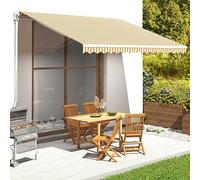 Telo per Tenda da Sole Giallo e Bianco, 4.5x3.5 m, Tessuto Poliestere con Rivestimento PU, Resistente UV e Idrorepellente, Tenda Sole Balcone o Giardino, Ricambio per Strutture Esterne