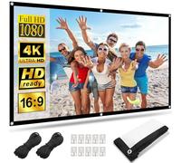 Telo Proiettore 60 Pollici,HOPFROG Schermo Proiettore Muro 16:9 HD 4K Projector Screen Portatile Anti Rughe Pieghevole Schermo Doppia Faccia per Letto Esterno Eventi Casa