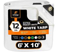 Telo protettivo multiuso in poliestere bianco, resistente, 15,2 x 3,5 m, durevole, impermeabile, resistente alle intemperie, agli strappi e agli strappi, in polietilene extra spesso 12 mm Xpose Safety