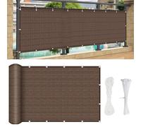 Telo protettivo per balconi esterni, 100 x 30 cm, in HDPE, protezione UV, marrone, con fascette e cordoncino, ideale per patio, terrazza, giardino e cortile