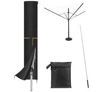 Telo protettivo per stendibiancheria, 170 x 32 cm, copertura per stendibiancheria, tessuto Oxford 420D, copertura per stendibiancheria, con chiusura lampo e custodia (nero)