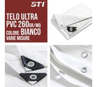 STI Telo PVC Ultra 260gr occhiellato Copertura Impermeabile Esterni Bianco 2,5X3m