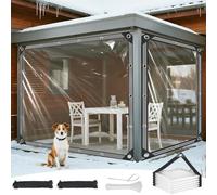 Telo Telone Impermeabile Trasparente Esterno con Occhielli 4x4m e Bordi Rinforzati Telo PVC Trasparente Occhiellati Ispessito Durevole Resistente Strappo per Esterno Pergolato Balcone Pergolato