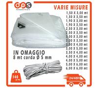 Telo Telone Occhiellato in PVC Pesante Impermeabile Bianco Trasparente Occhielli