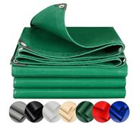 Telo Telone Occhiellato, Telo di Protezione 1 x 3.8 m Corda di 10M, Impermeabile/Antistrappo Parapioggia Copribucato, Telone di Tessuto per Camion, Mobili, Piscina, Coprire Legna, Verde