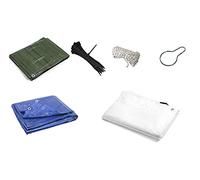 Telo Telone Pvc Impermeabile occhiellati Esterno Occhielli per mobili da Giardino Piscina Auto Camion Protezione 100 FASCETTE 10 GANCI 10mt CORDA (3X4MT, BIANCO)